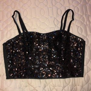 Black Sequin Bandeau/Bralette Top